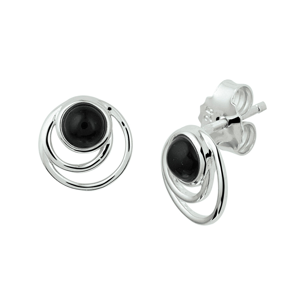 Ohrstecker Onyx Silber rhodiniert