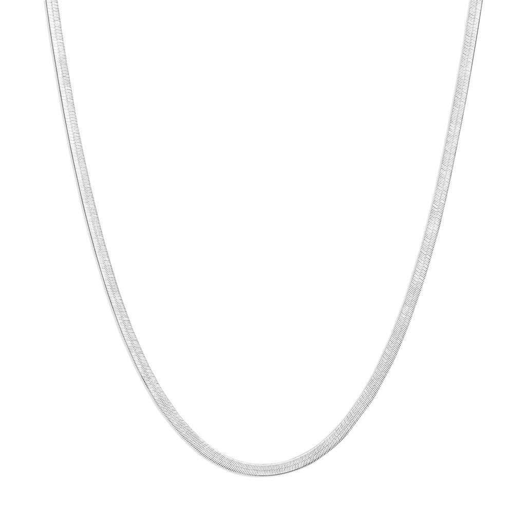 collier slang plat 3,6 mm 45 cm zilver gerhodineerd