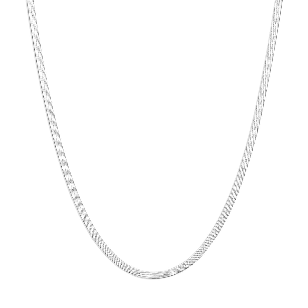 collier slang plat 3,6 mm 45 cm zilver gerhodineerd