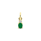 hanger smaragd en zirkonia 12 mm 14K geelgoud
