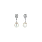 oorhangers parel en zirkonia zilver gerhodineerd