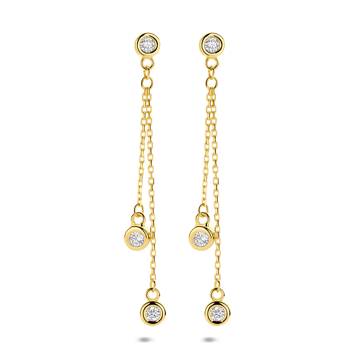 oorhangers zirkonia 35 mm 14K geelgoud