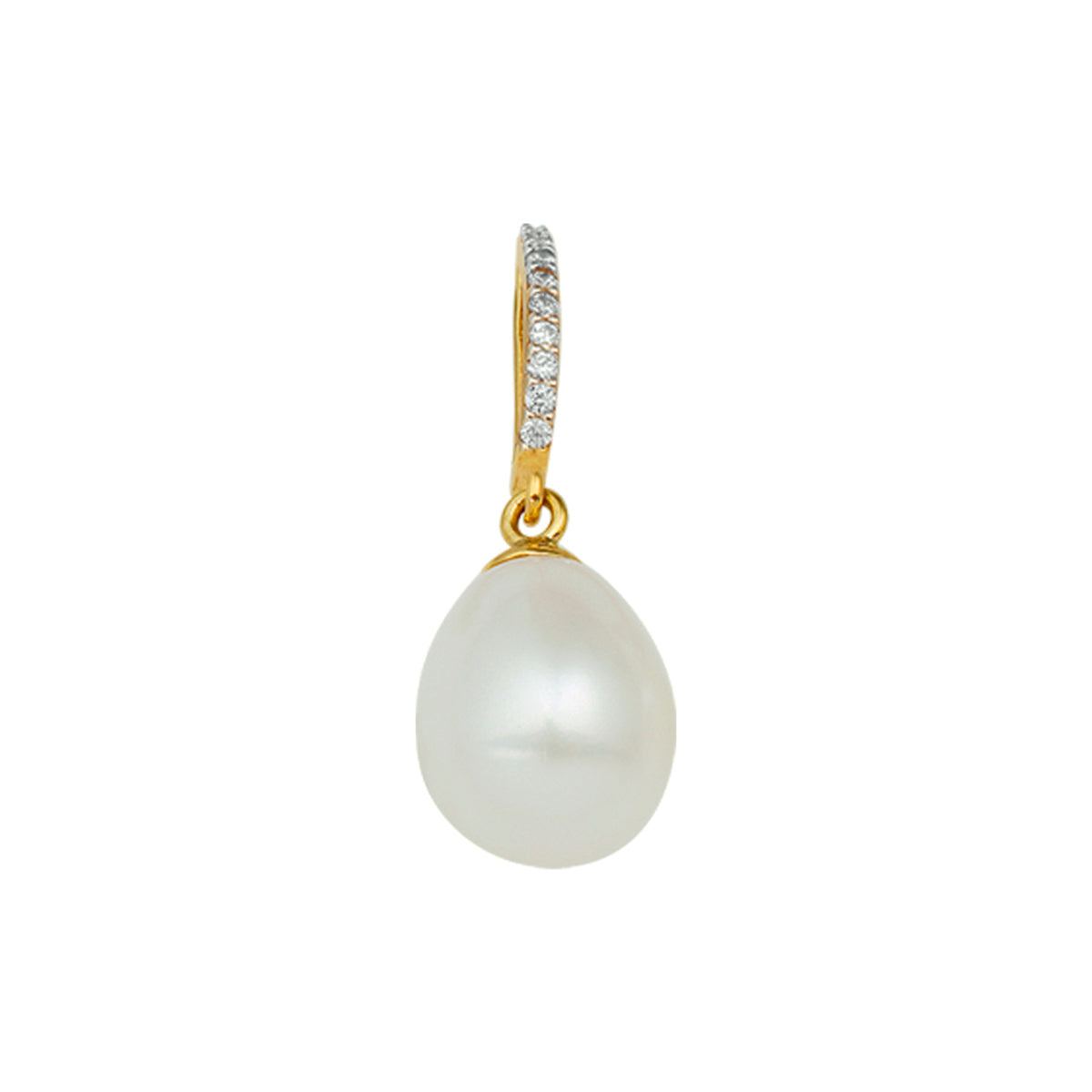 hanger parel en zirkonia 14 x 8,5 mm 14K geelgoud