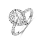 Ring Zirkonia Halo Silber rhodiniert