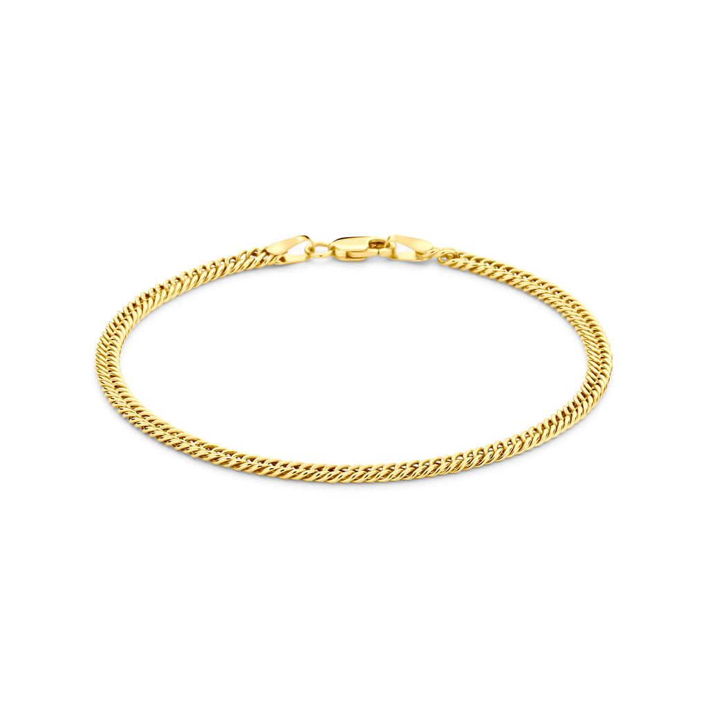 armband massief 3 mm 18,5 cm Silgold (geel met zilverkern)