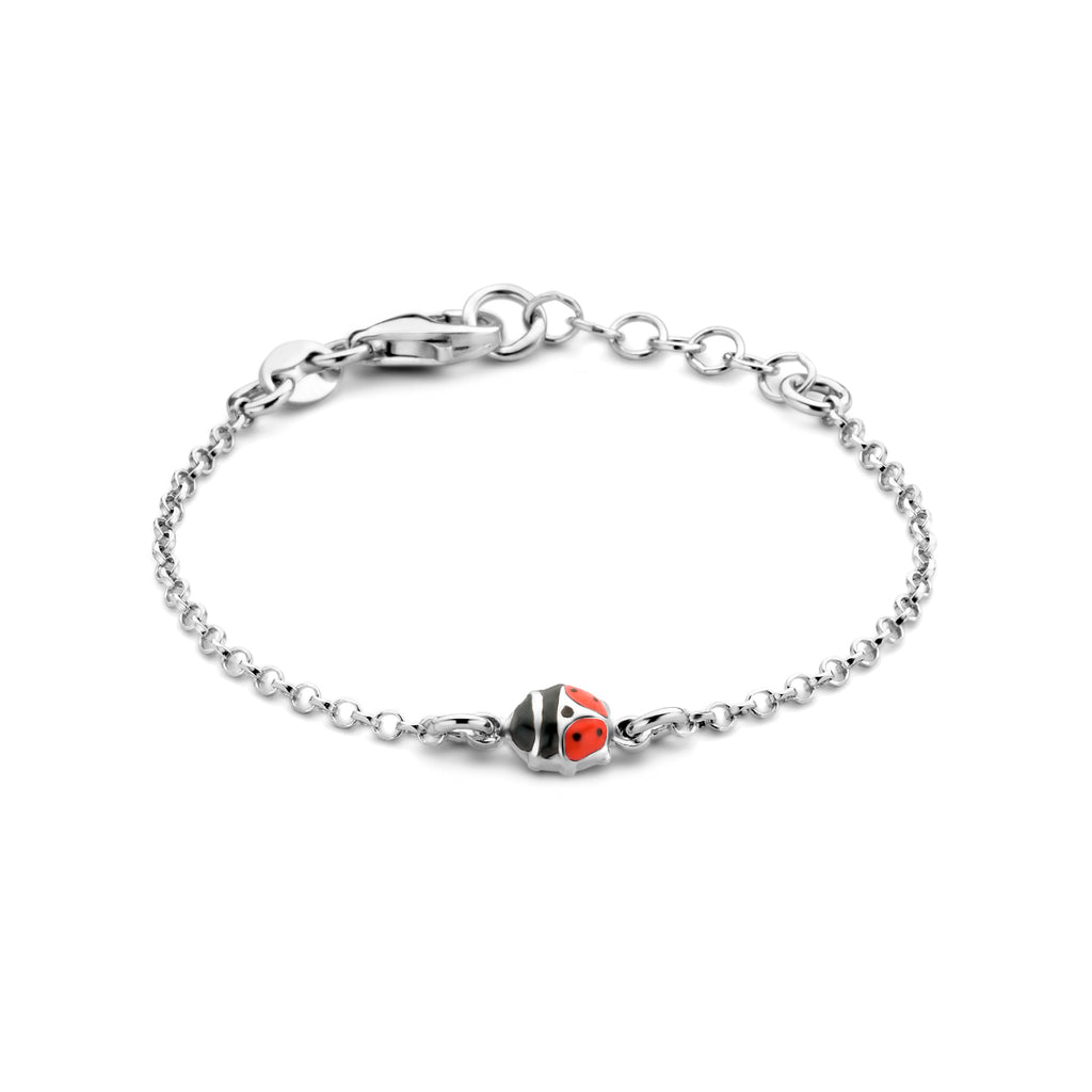 Armband Marienkäfer Emaille 11 + 2 cm Silber rhodiniert