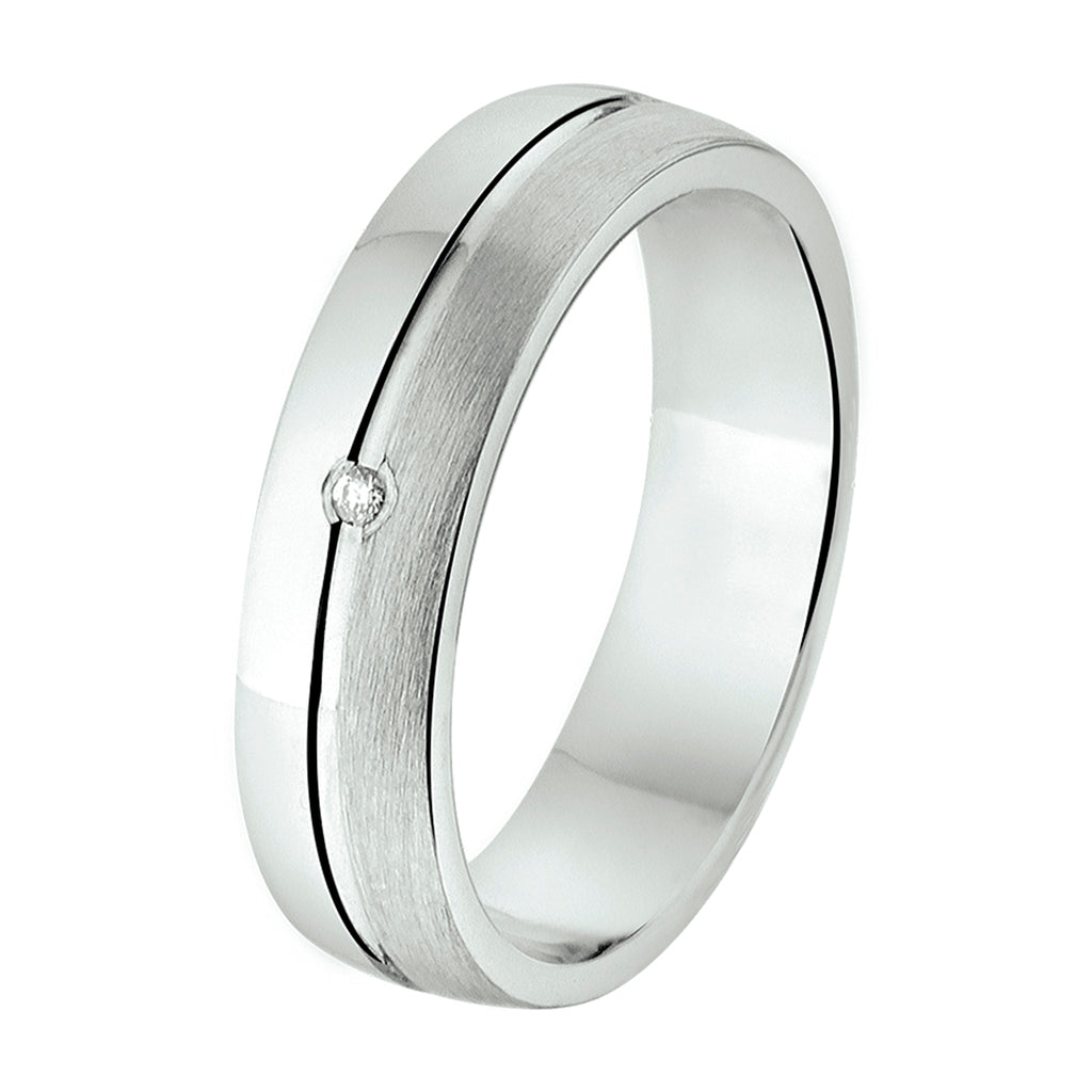 Ring A302 – 5 mm – 0,01 ct H SI Silber rhodiniert