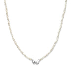 collier parels 40 + 5 cm zilver gerhodineerd