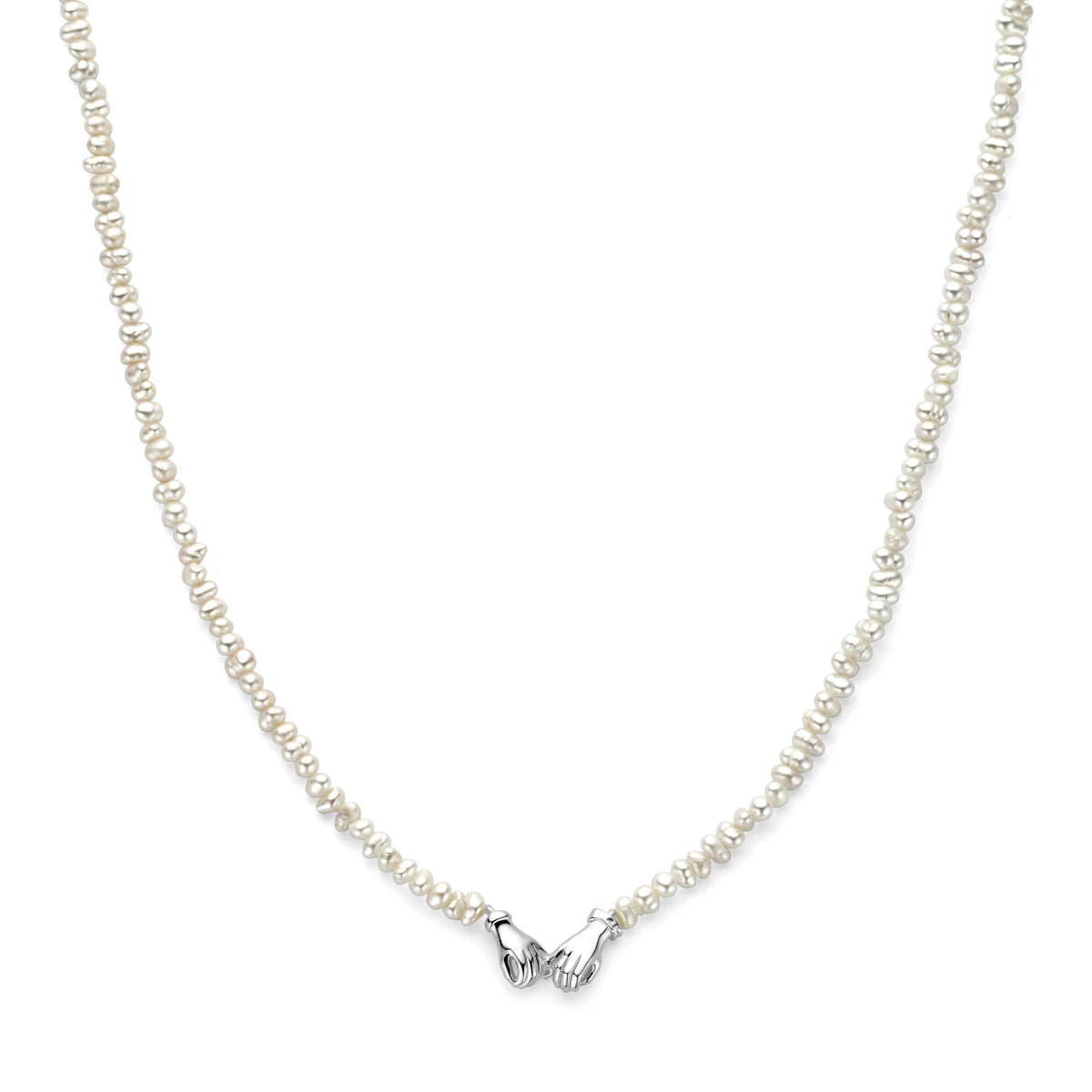 collier parels 40 + 5 cm zilver gerhodineerd