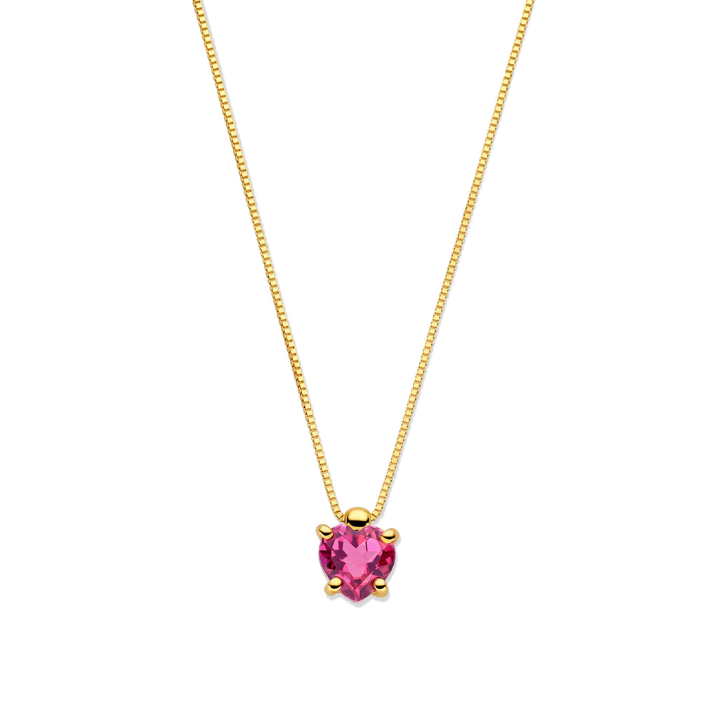 Halskette Herz Rhodolit 40 - 42 - 44 cm 14K Gelbgold
