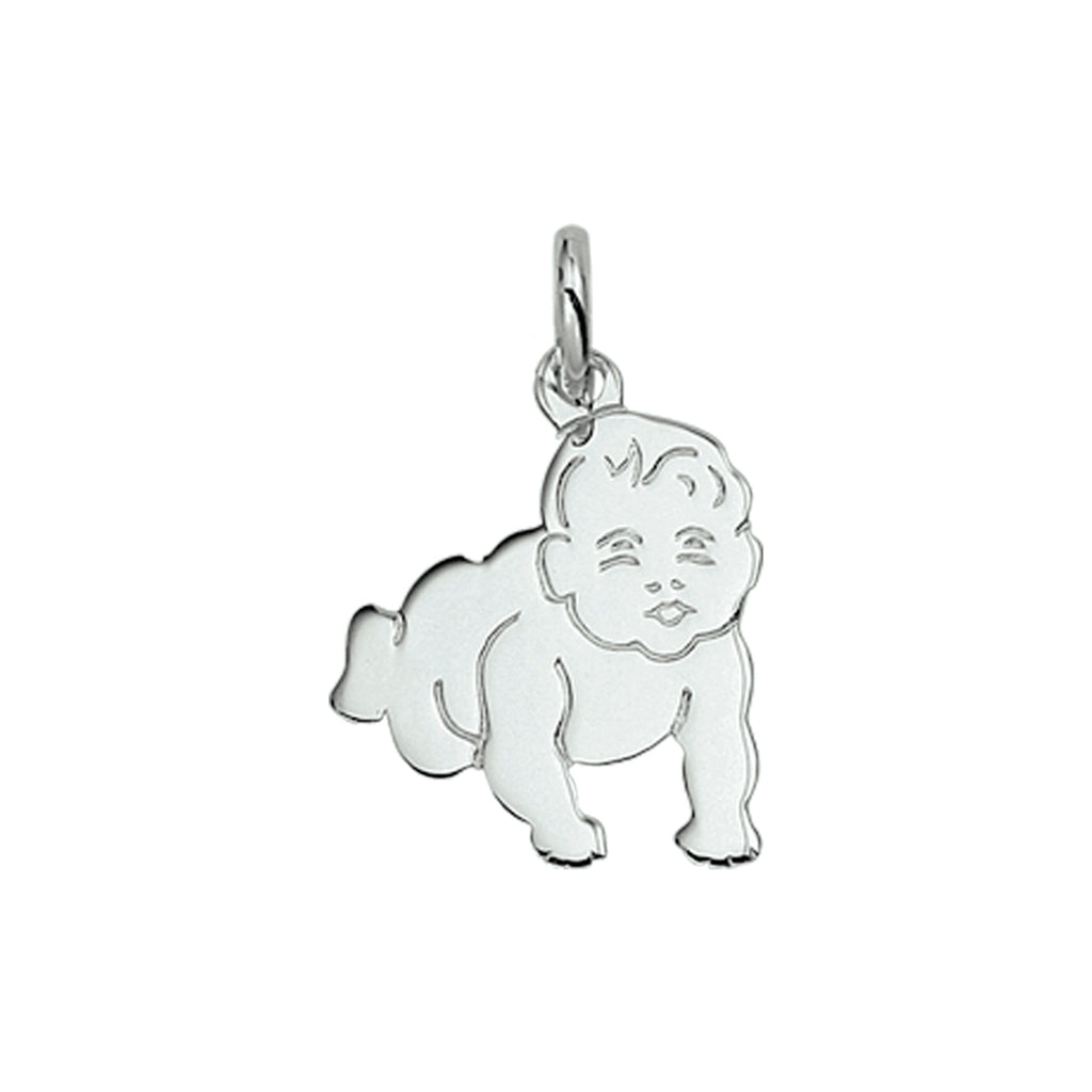 hanger baby 14,5 mm zilver wit