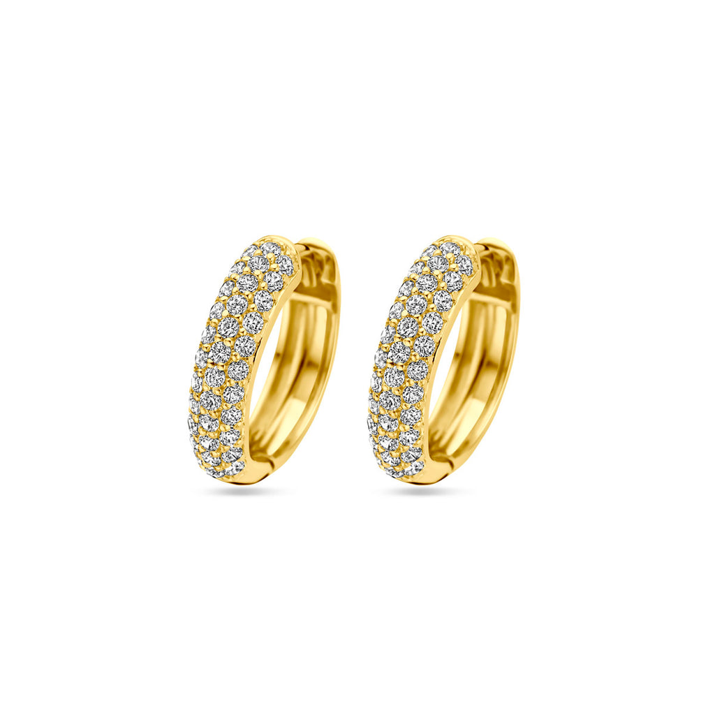 Klappohrringe Zirkonia 15,5 mm 1 Mikron silbervergoldet (gelb)