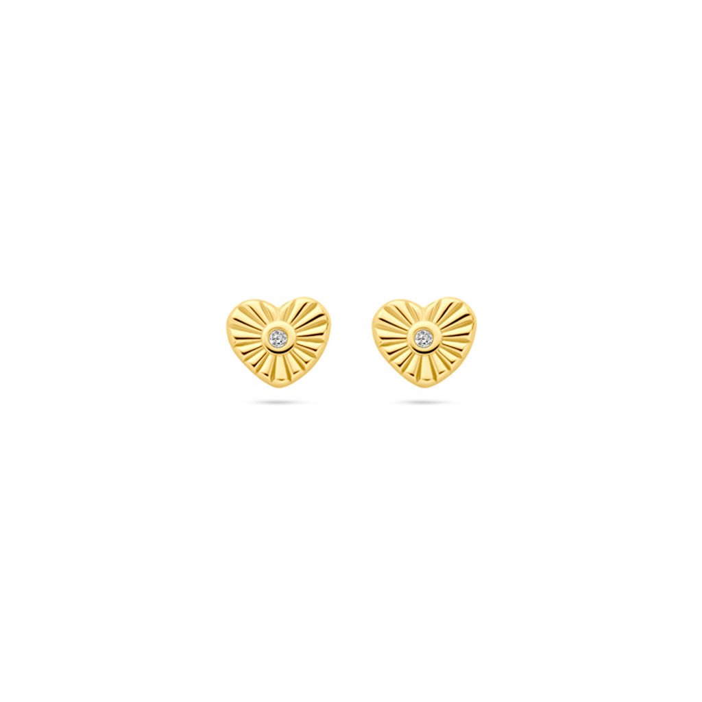 Ohrstecker Herz Zirkonia 4,5 mm 14K Gelbgold