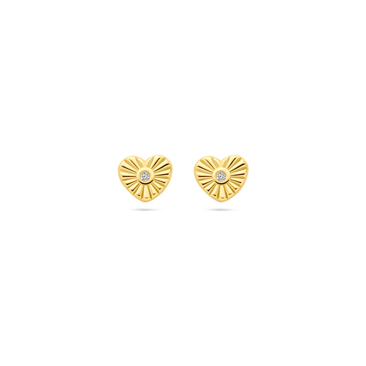 Ohrstecker Herz Zirkonia 4,5 mm 14K Gelbgold