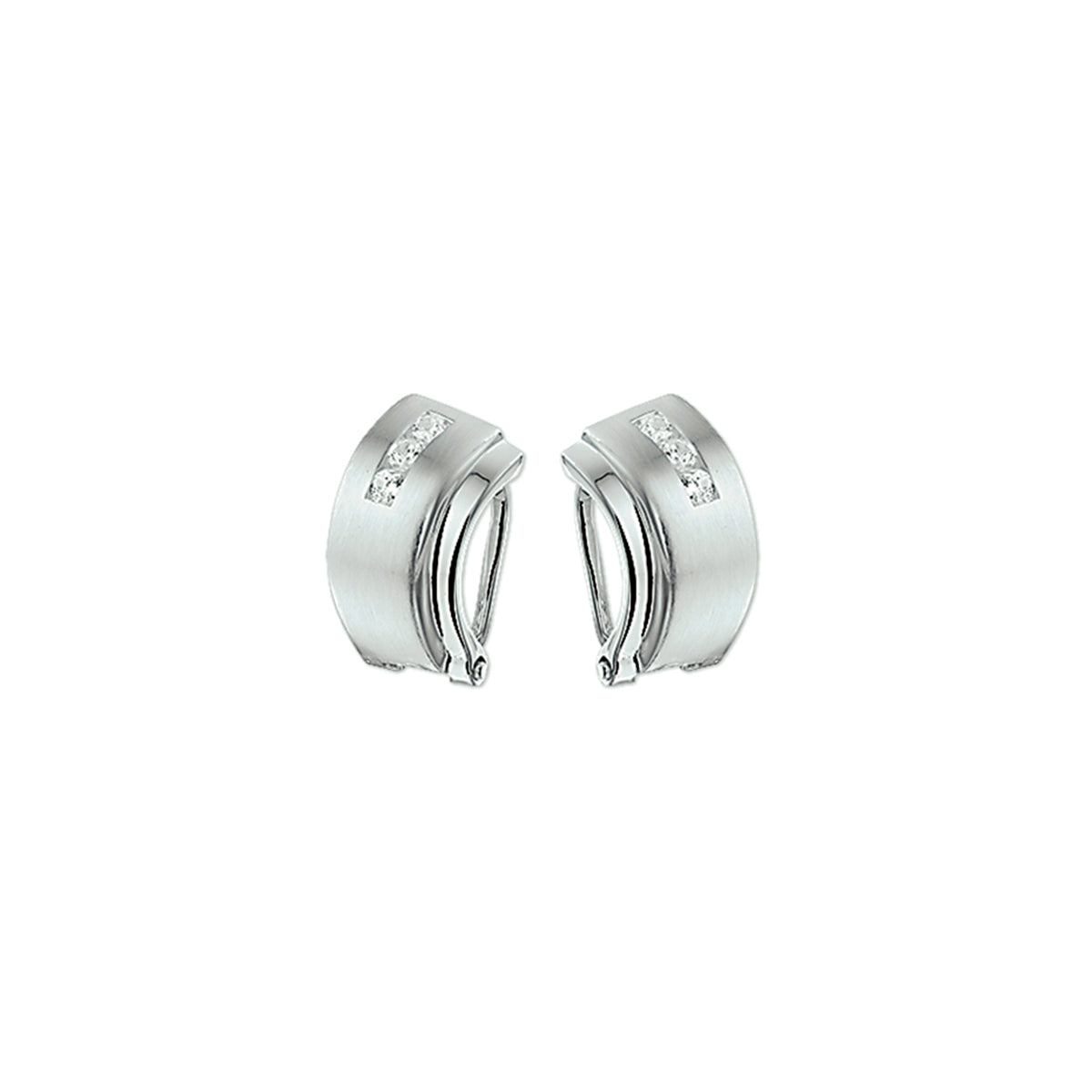 Ohrclips Zirkonia Poly/Silber matt weiß