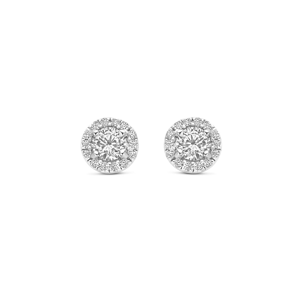 Ohrstecker Zirkonia 6 mm Silber rhodiniert