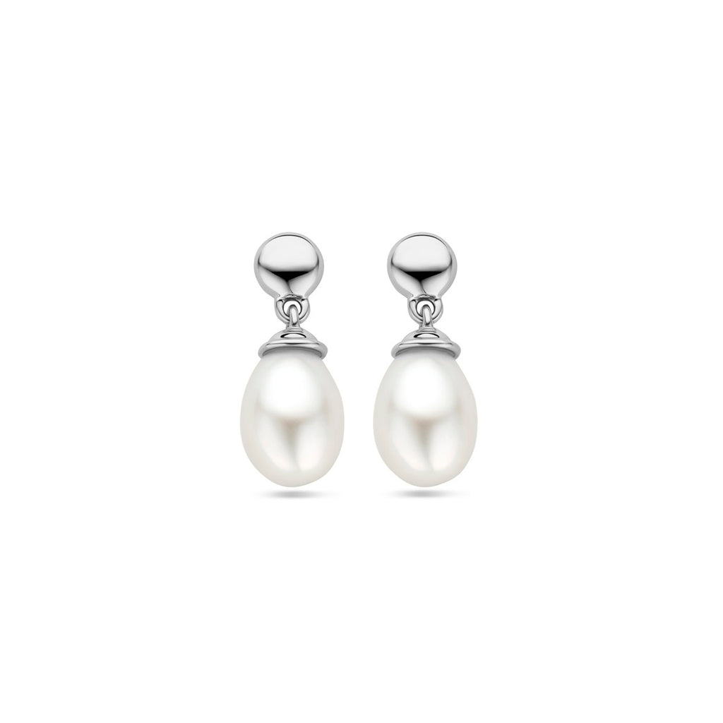 Ohrhänger Perle 15 mm 14K Weißgold