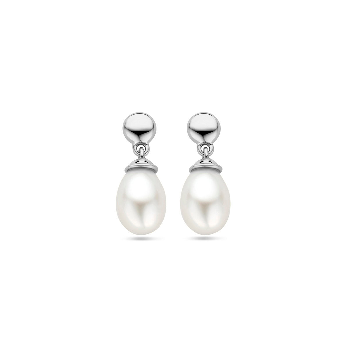 Ohrhänger Perle 15 mm 14K Weißgold