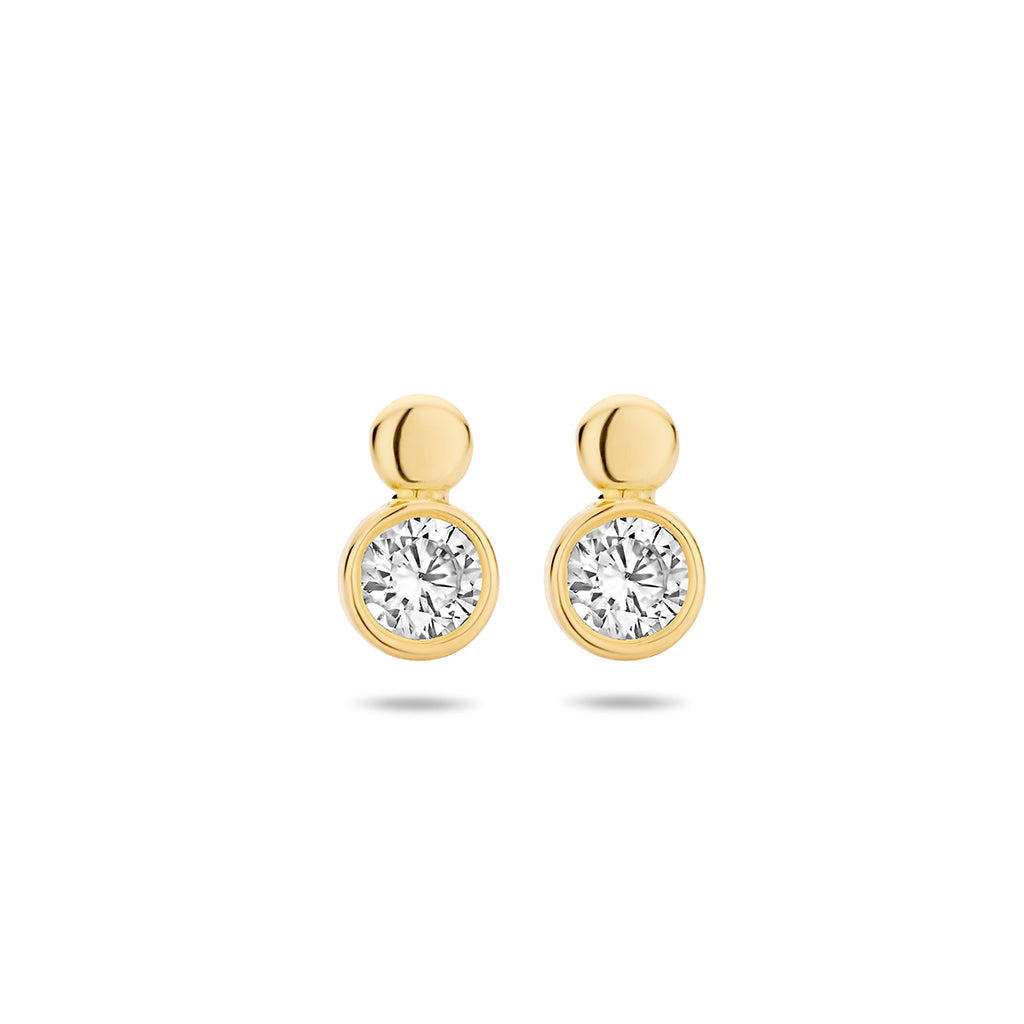 oorknoppen zirkonia 14K geelgoud
