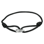 armband satijn zwart zirkonia 13 - 26 cm zilver gerhodineerd met rubber/nylon/leer
