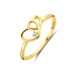 Ring Herzen und Zirkonia 14K Gelbgold