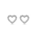oorknoppen hartje diamant 0.11ct (2x 0.055ct) h si 7 mm 14K witgoud