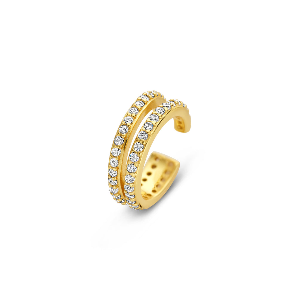 ear cuff zirkonia 12 mm 1 micron zilver verguld (geel)