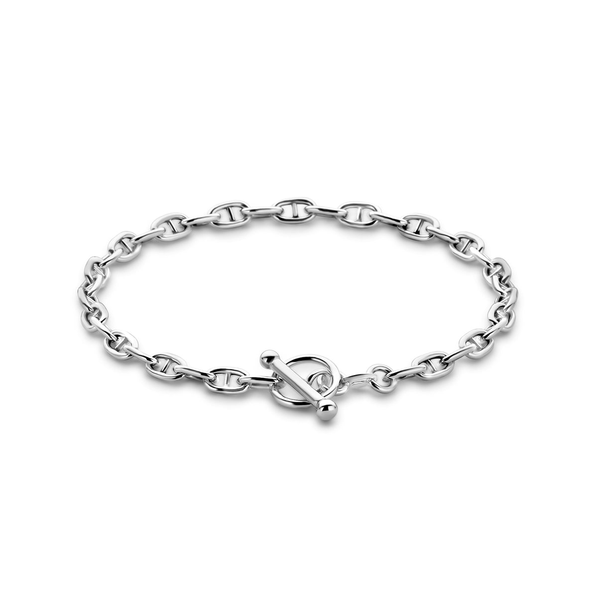 Armband Marine Rundrohr 3,9 mm 18.5 cm Kapittelschloss Silber rhodiniert