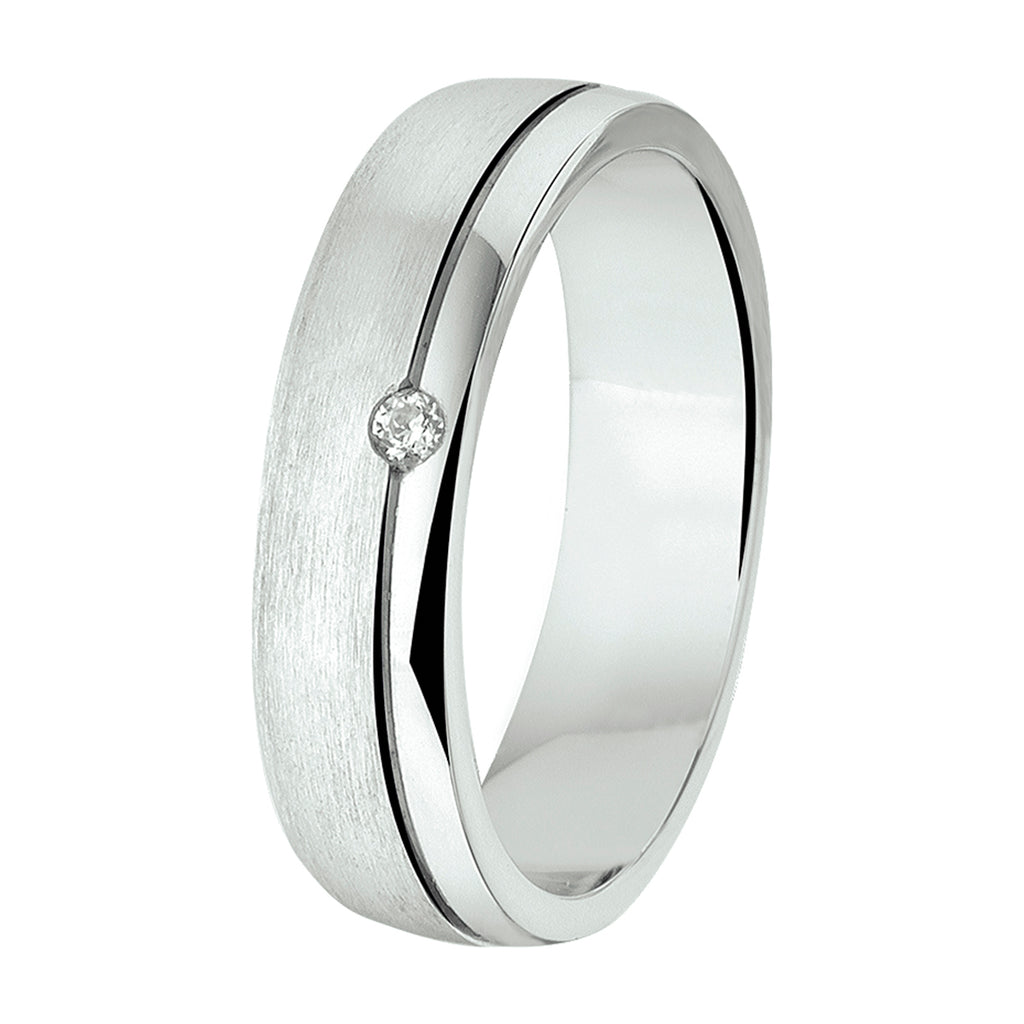 ring a201 - 5 mm - met cz zilver gerhodineerd