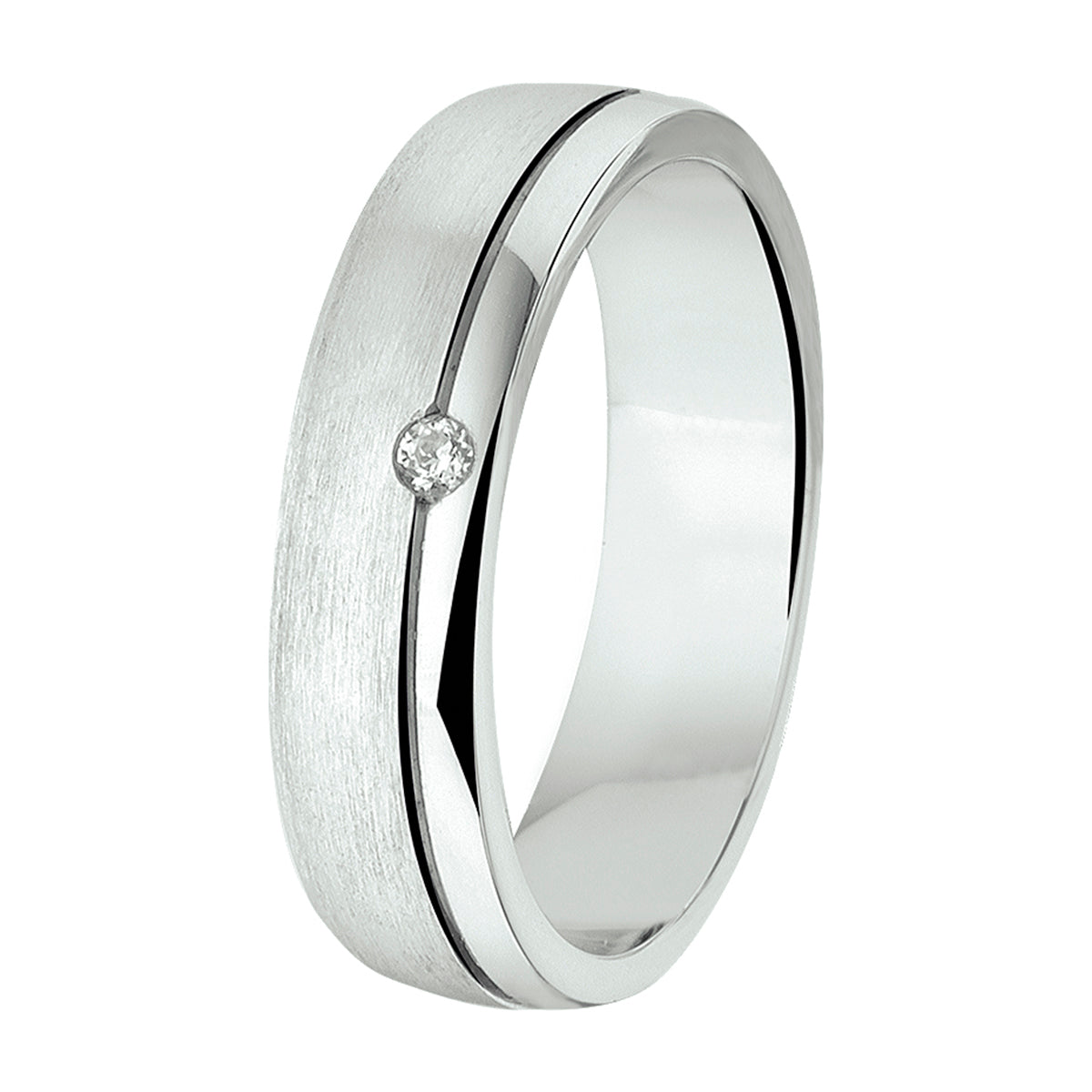 ring a201 - 5 mm - met cz zilver gerhodineerd