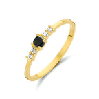 Ring schwarz-weißer Zirkonia 14K Gelbgold