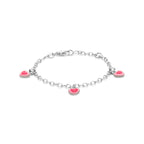 armband emaille hartjes 13 - 15 cm zilver gerhodineerd