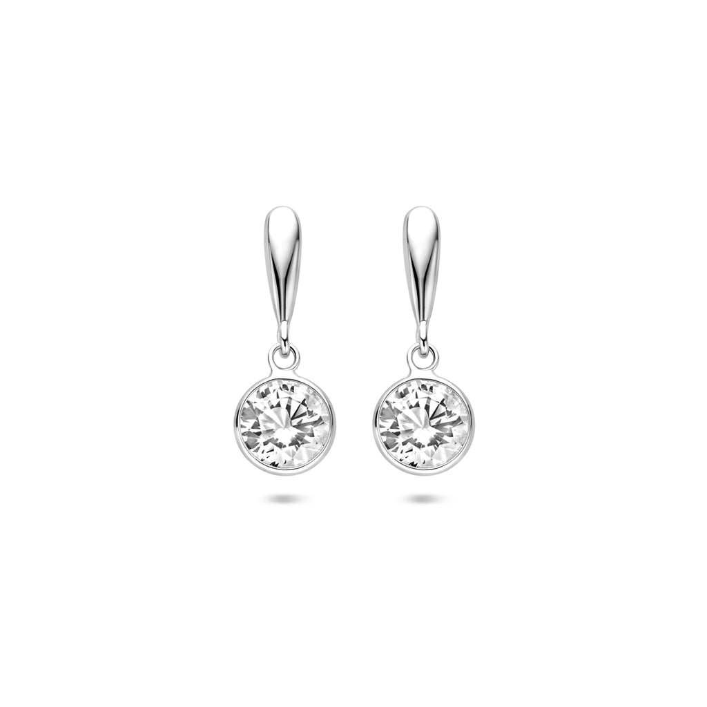Ohrhänger Zirkonia 18 mm silber rhodiniert