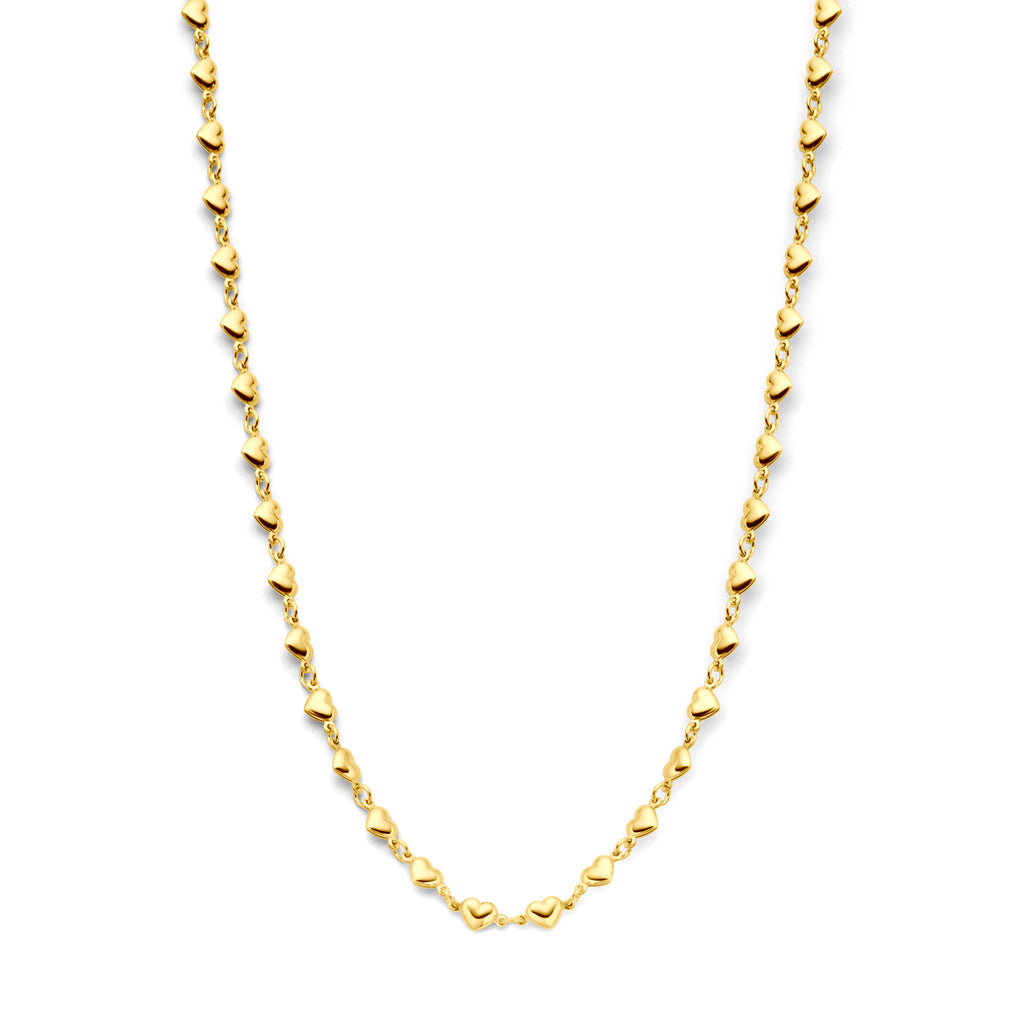 collier hartjes 41 + 4 cm 3 micron zilver verguld (geel)