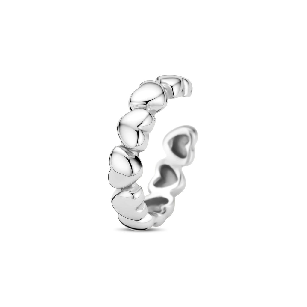 earcuff hartjes 13,5 mm zilver gerhodineerd