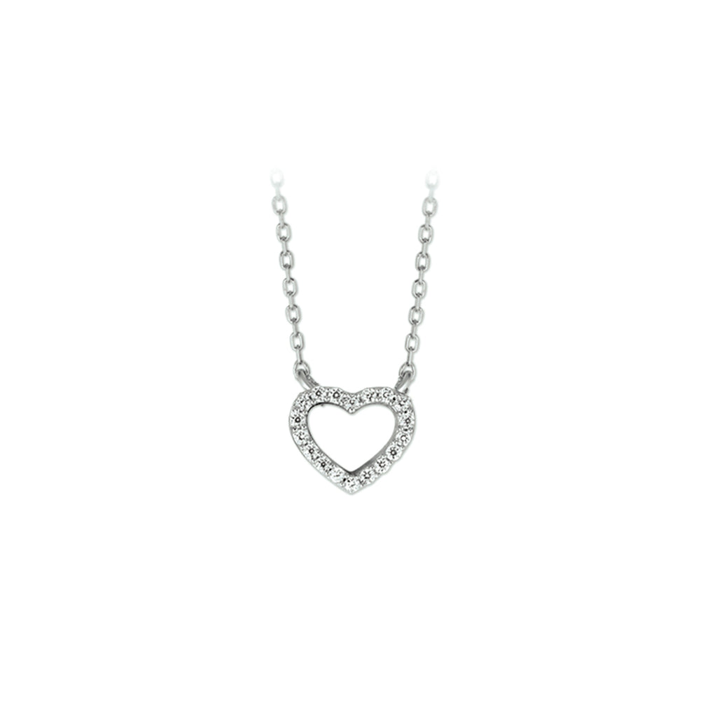 Halskette Herz Zirkonia 1,0 mm 40 + 4 cm Silber rhodiniert