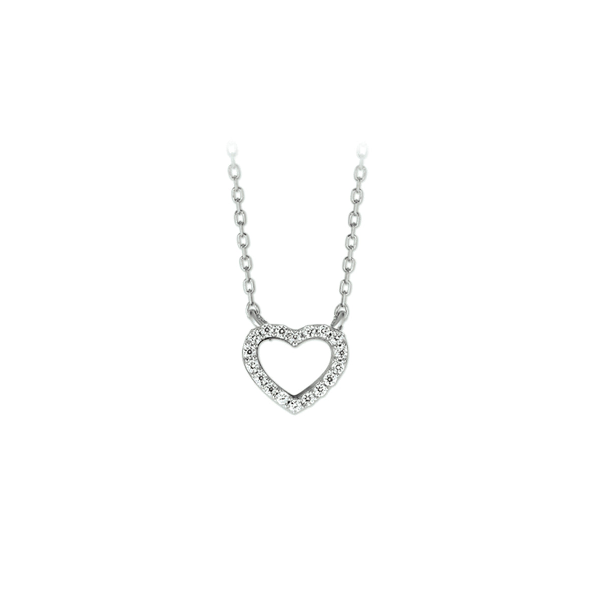 Halskette Herz Zirkonia 1,0 mm 40 + 4 cm Silber rhodiniert