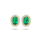 Ohrstecker grüner und weißer Zirkonia Halo 14K Gelbgold