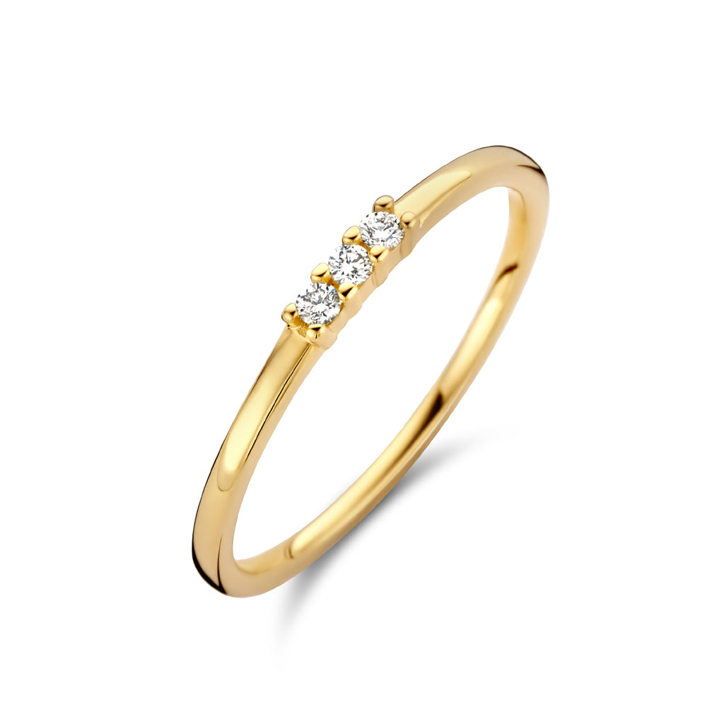 ring trilogie diamant 0.05ct h si 14K geelgoud