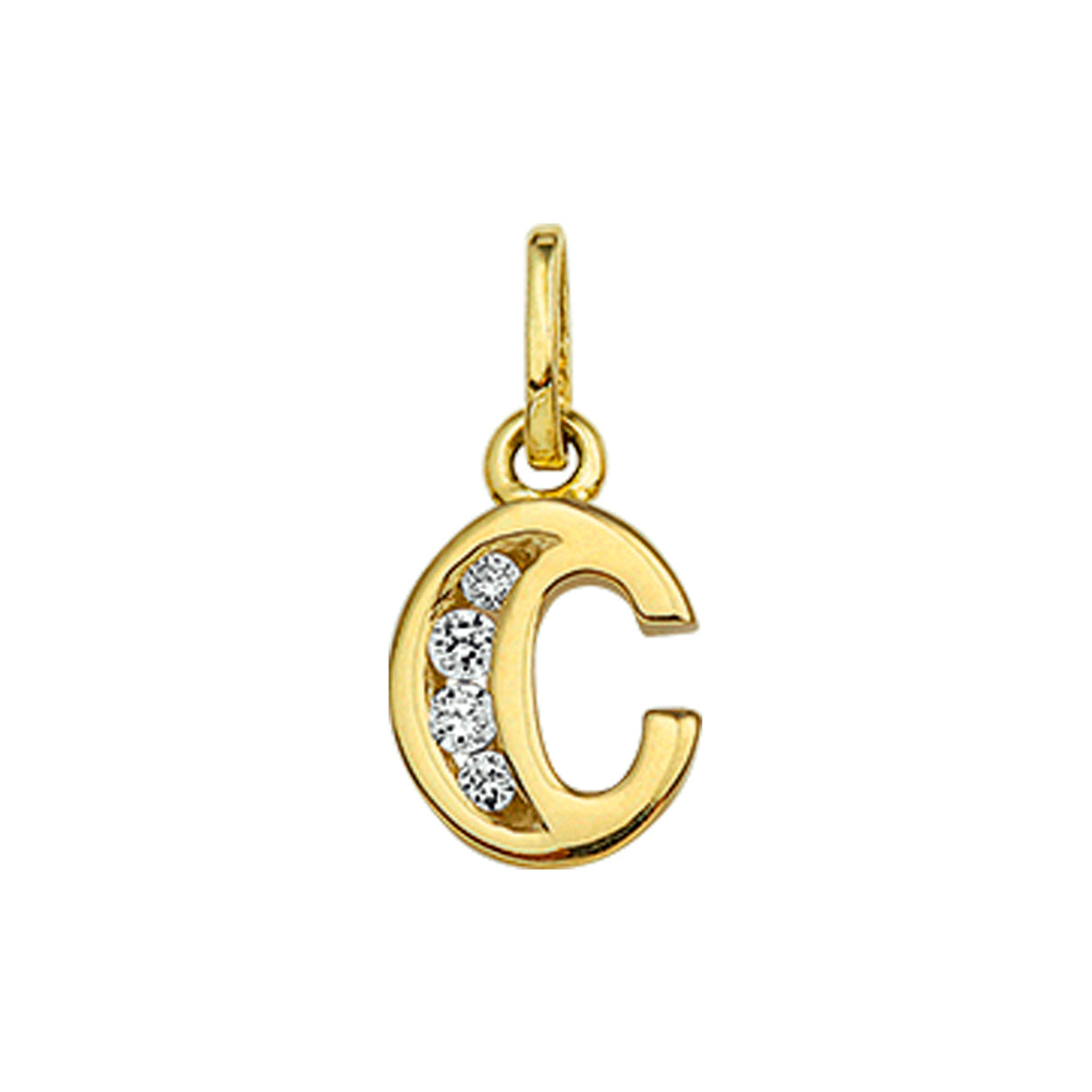 hanger letter zirkonia 14K geelgoud