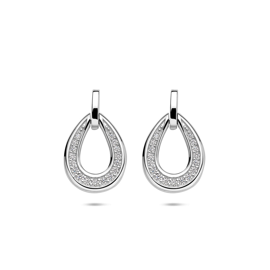 Ohrhänger Tropfen Zirkonia 19 mm Silber rhodiniert