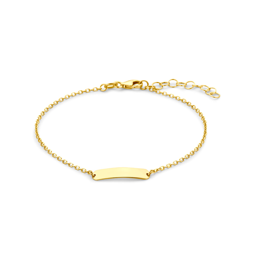 9k graveerarmband plaat 4,0 mm 16 + 3 cm 9K geel - rechthoek