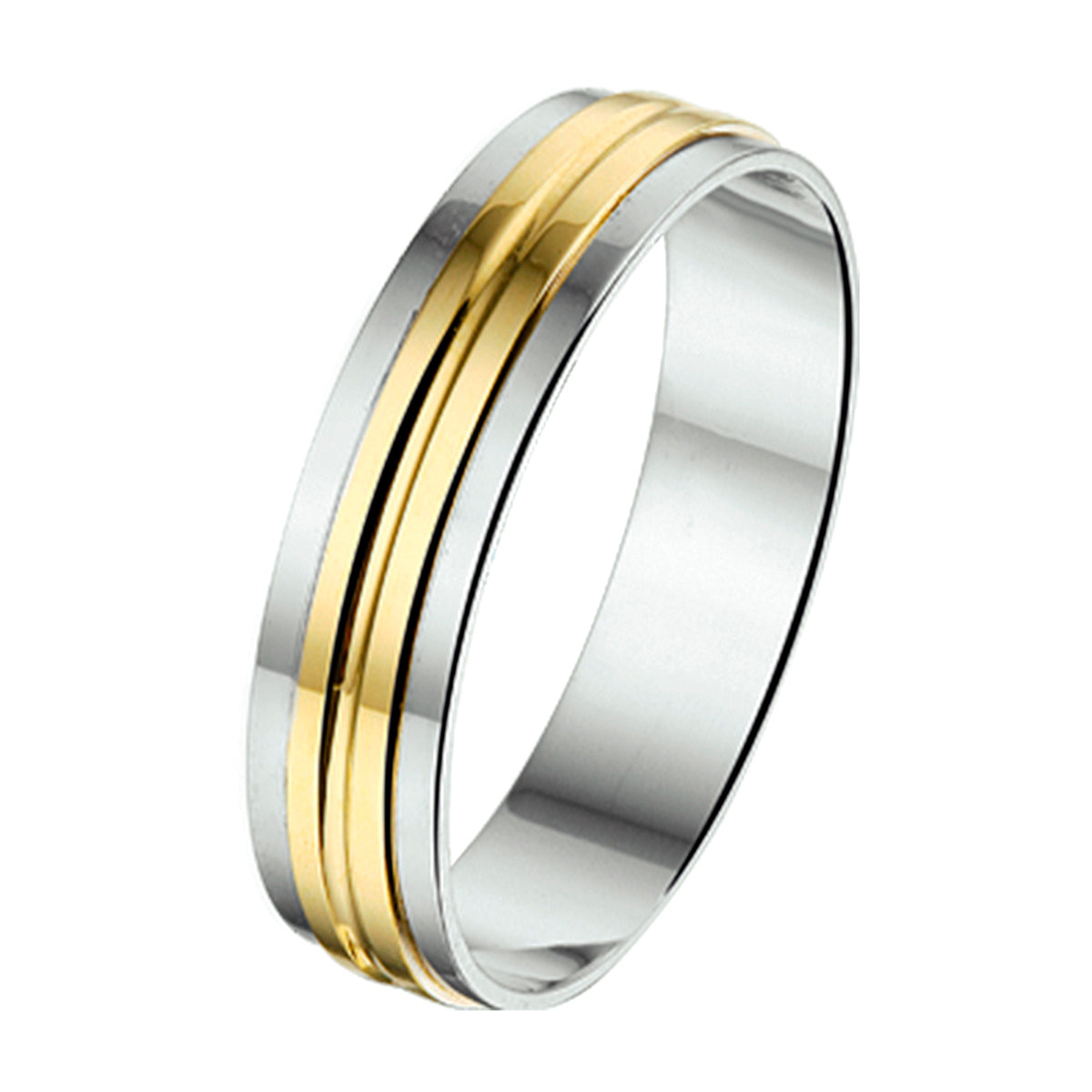 ring 5 mm zonder steen goud met zilver