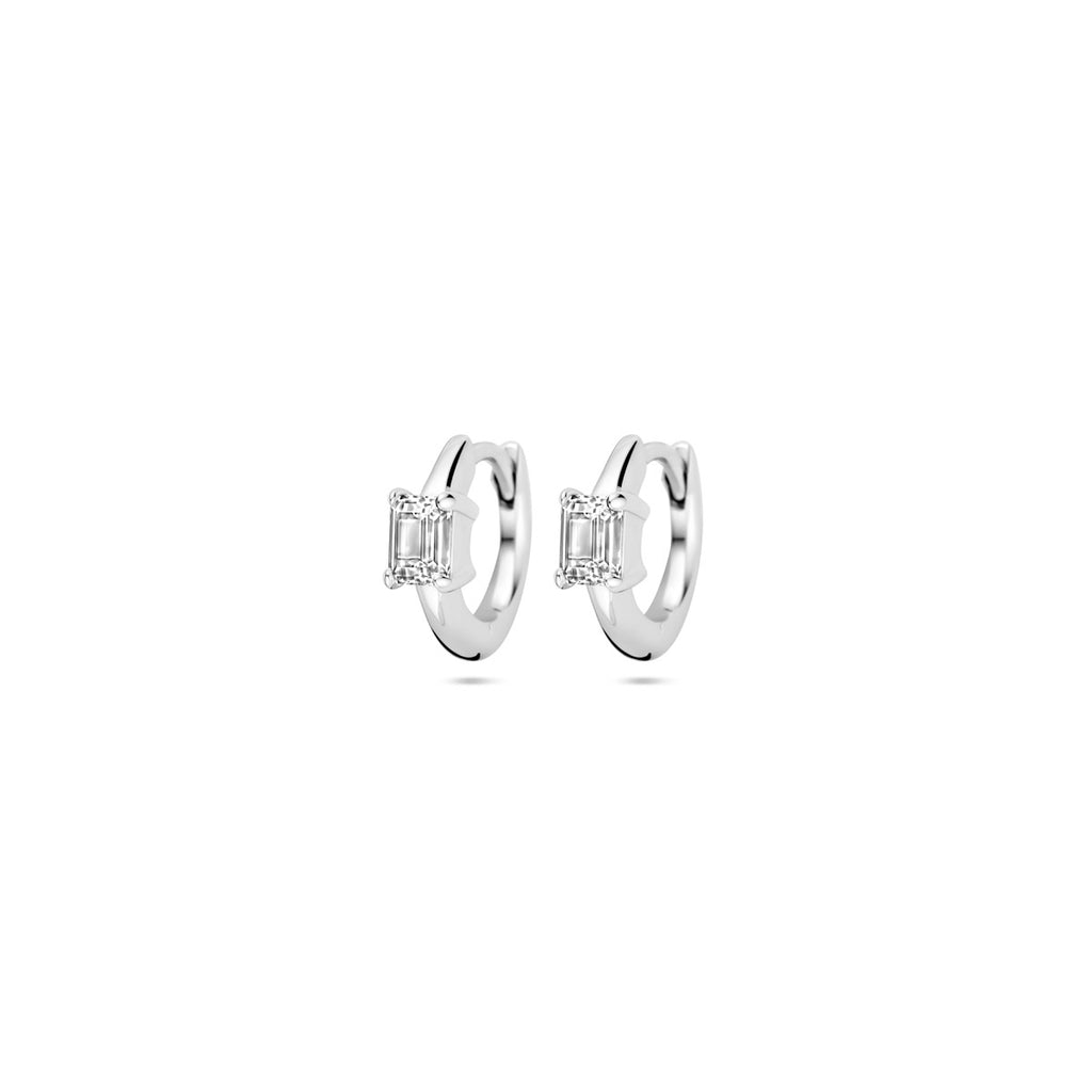klapoorringen zirkonia 10 mm zilver gerhodineerd
