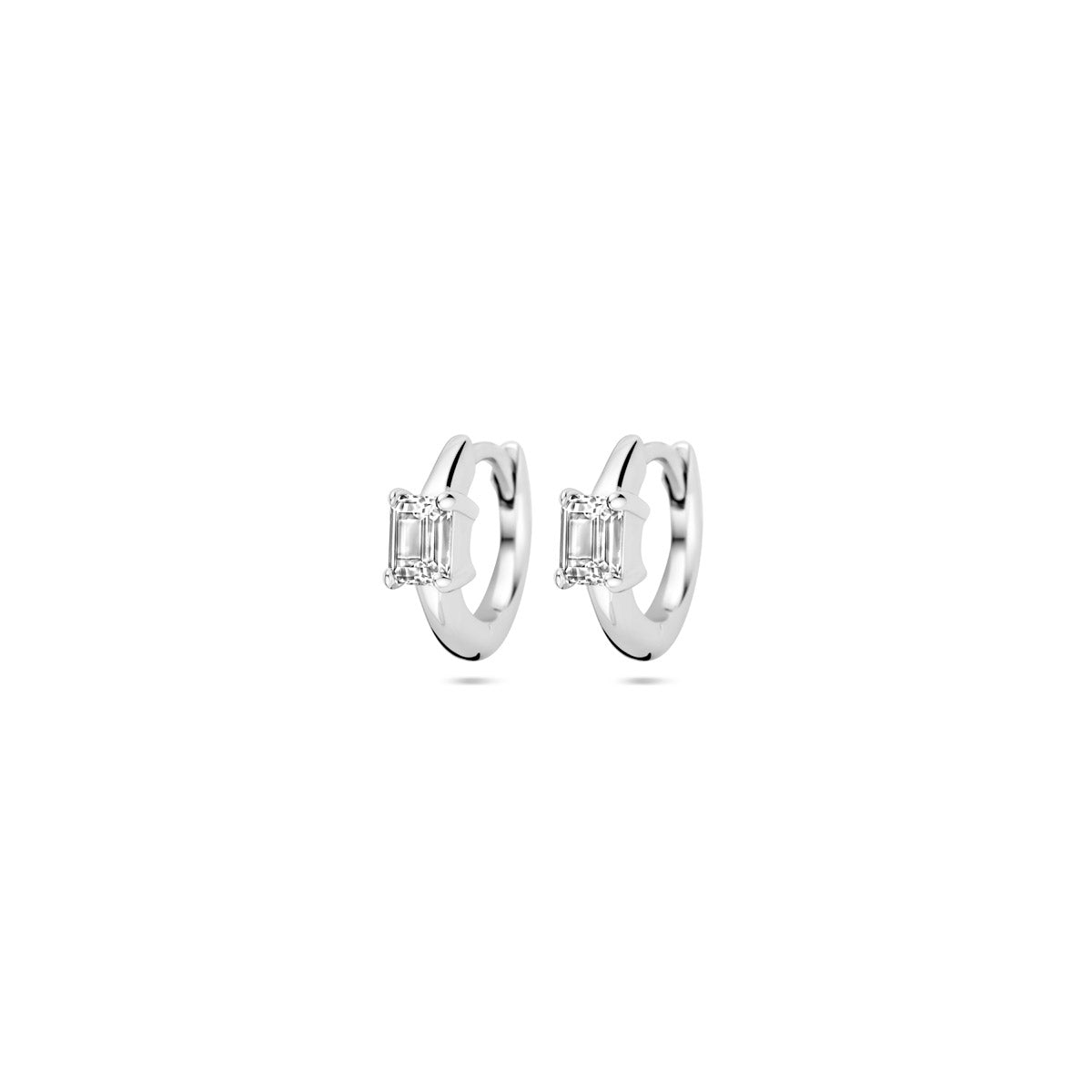 klapoorringen zirkonia 10 mm zilver gerhodineerd