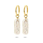 oorringen parel 38 mm 1 micron zilver verguld (geel)