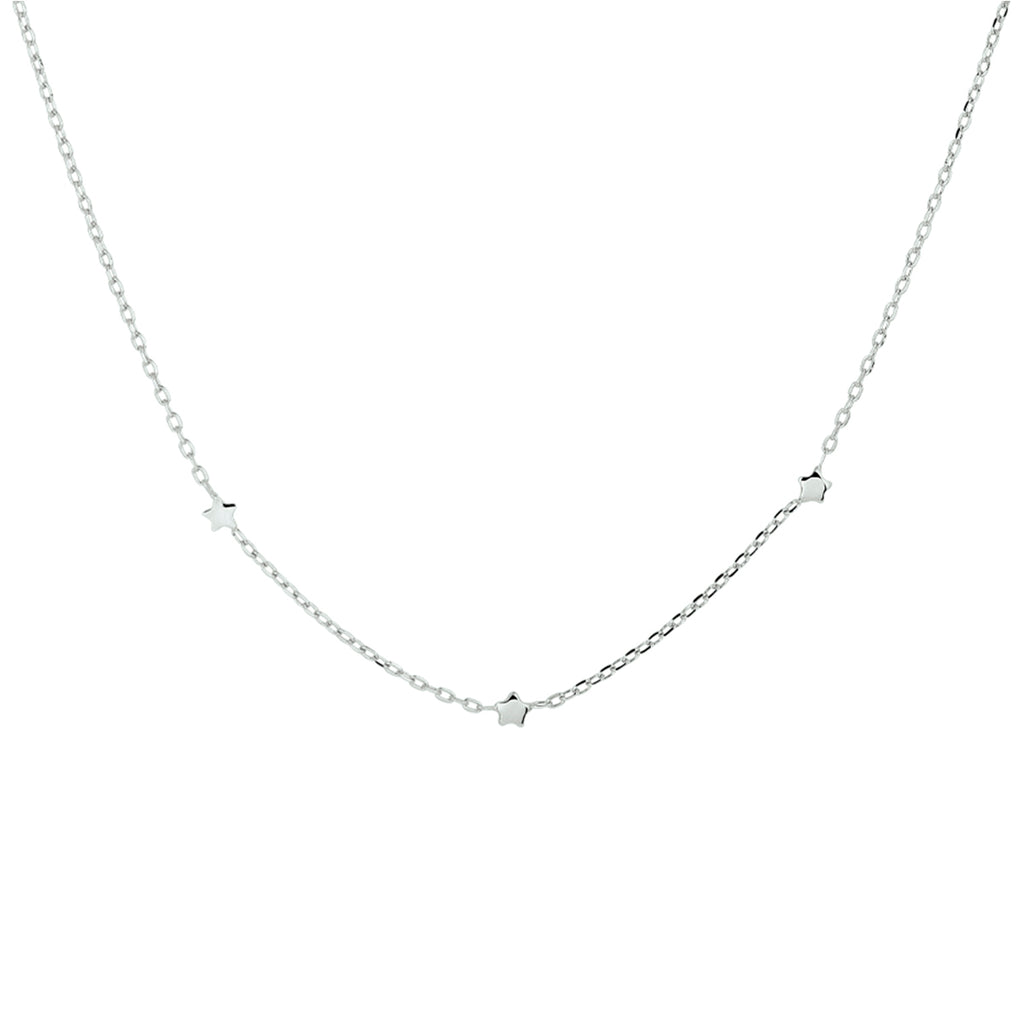 Halskette Sterne 41 + 4 cm Silber rhodiniert