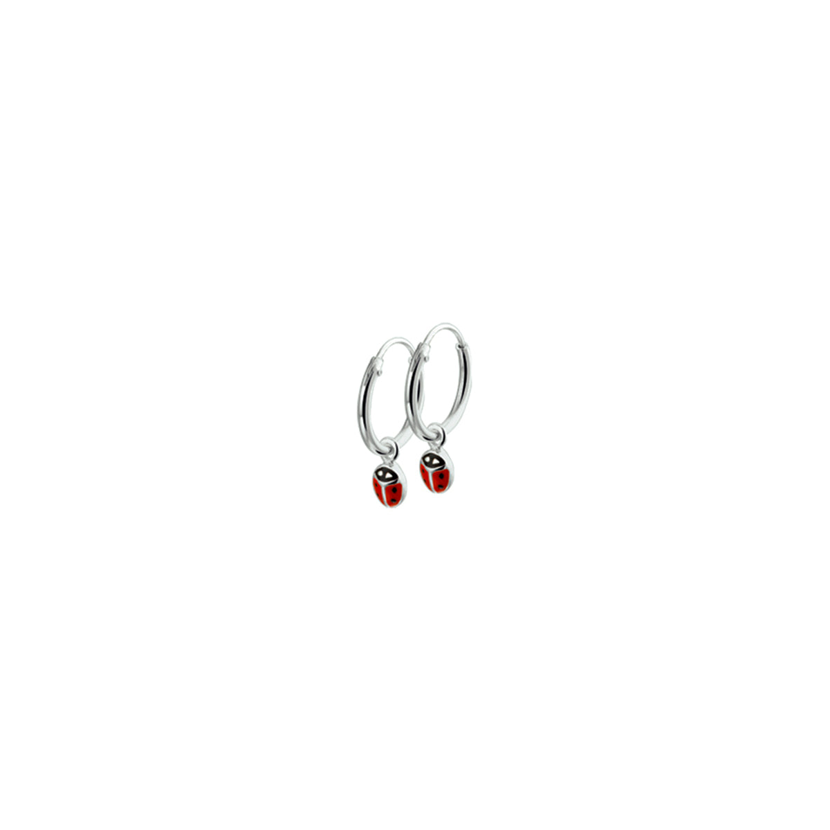oorringhangers lieveheersbeestje zilver gerhodineerd
