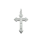 Anhänger Kreuz poliert/matt 35,5 mm Silber weiß