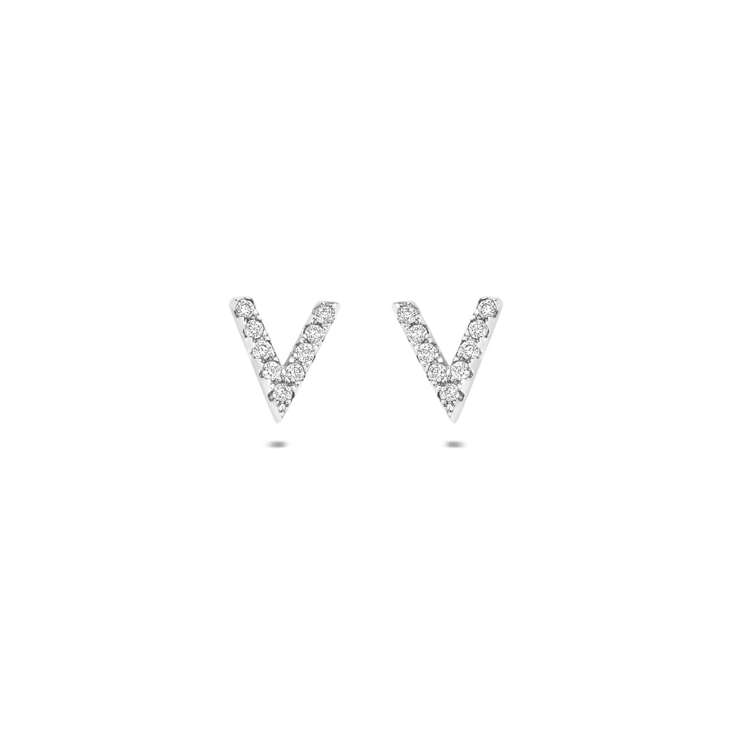 oorknoppen v zirkonia zilver gerhodineerd